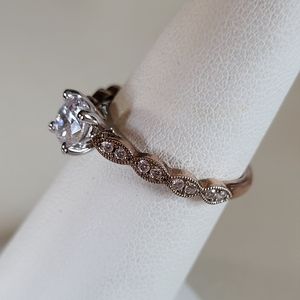 Naledi Sterling Silver Round CZ Two Tone Ring.  Size 6.5.
